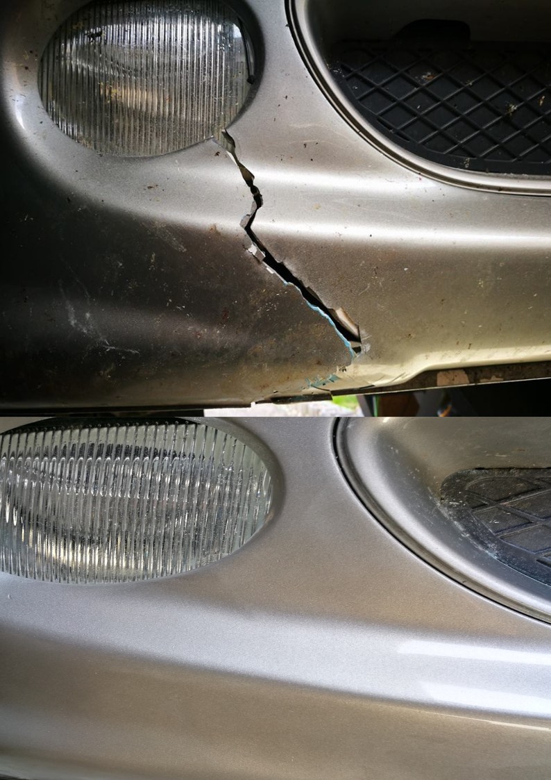 Riss in Stoßstange Wildunfall Auffahrunfall repariert Smart Repair